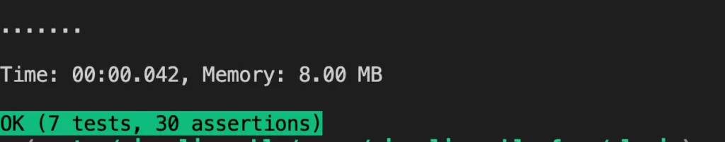 Resultados exitosos de las pruebas unitarias o testing realizadas a un plugin de wordpres